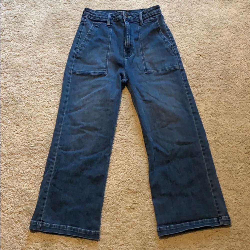 Just Black denim high waisted wide leg jeans.